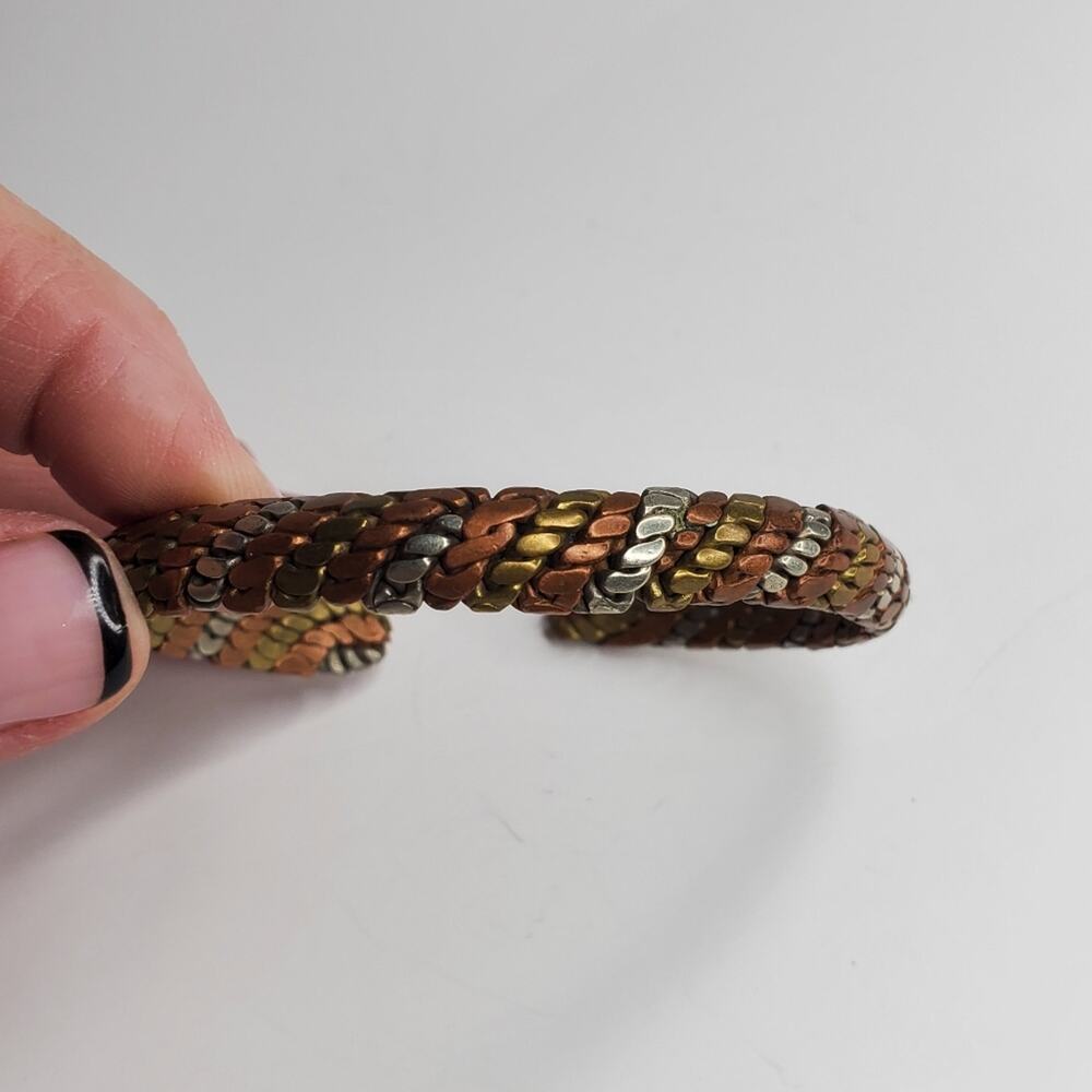 Vintage Copper Multicolored open wrist cuff bracelet Large 3" across - Picture 2 of 6